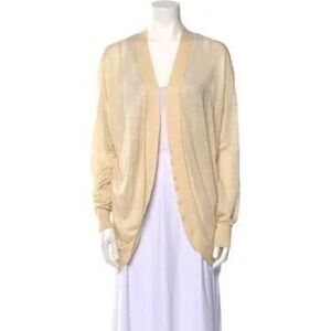 Pale Yellow Sheer Theory Drape Cardigan in Small